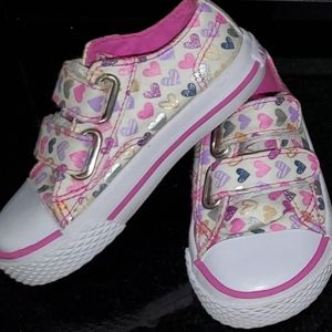 Girls Hearts Velcro Shoes Shell Toe